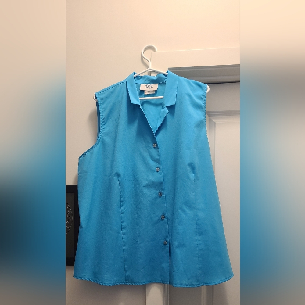Blue Button Down Top with Boxy Style